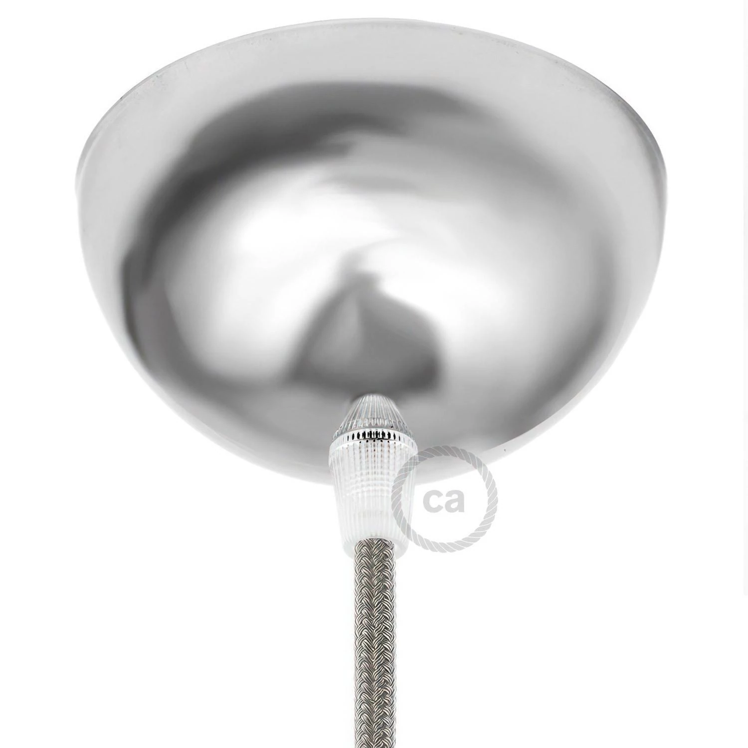 Halbkugelförmiger, lackierter Lampenbaldachin Kit aus Metall - Chrom