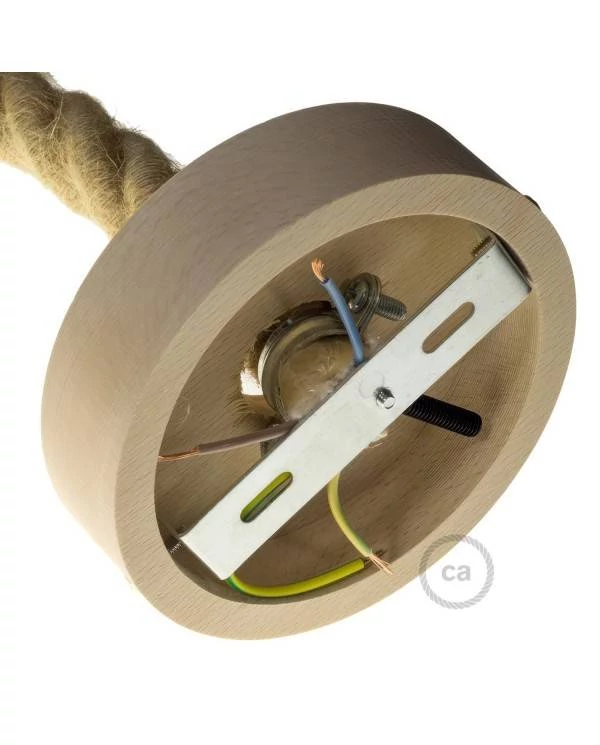 Lampenbaldachin Kit aus Holz für 3XL-Seilkabel