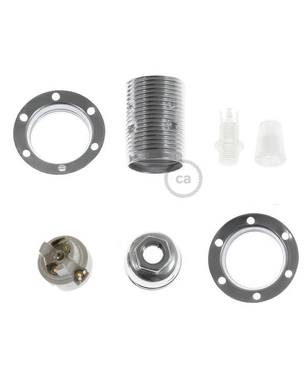 E14-Lampenfassungs-Kit aus Metall mit Doppelklemmring für Lampenschirme