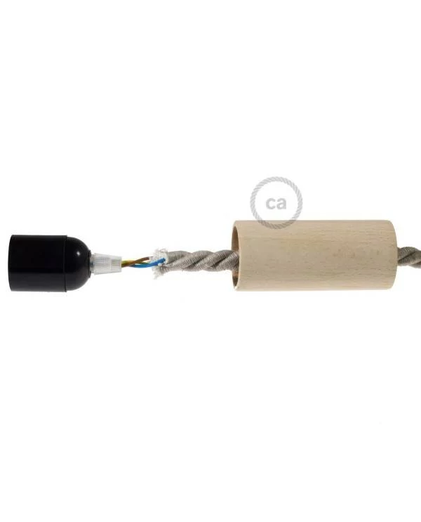 E27-Lampenfassungs-Kit aus Holz für XL-Seilkabel