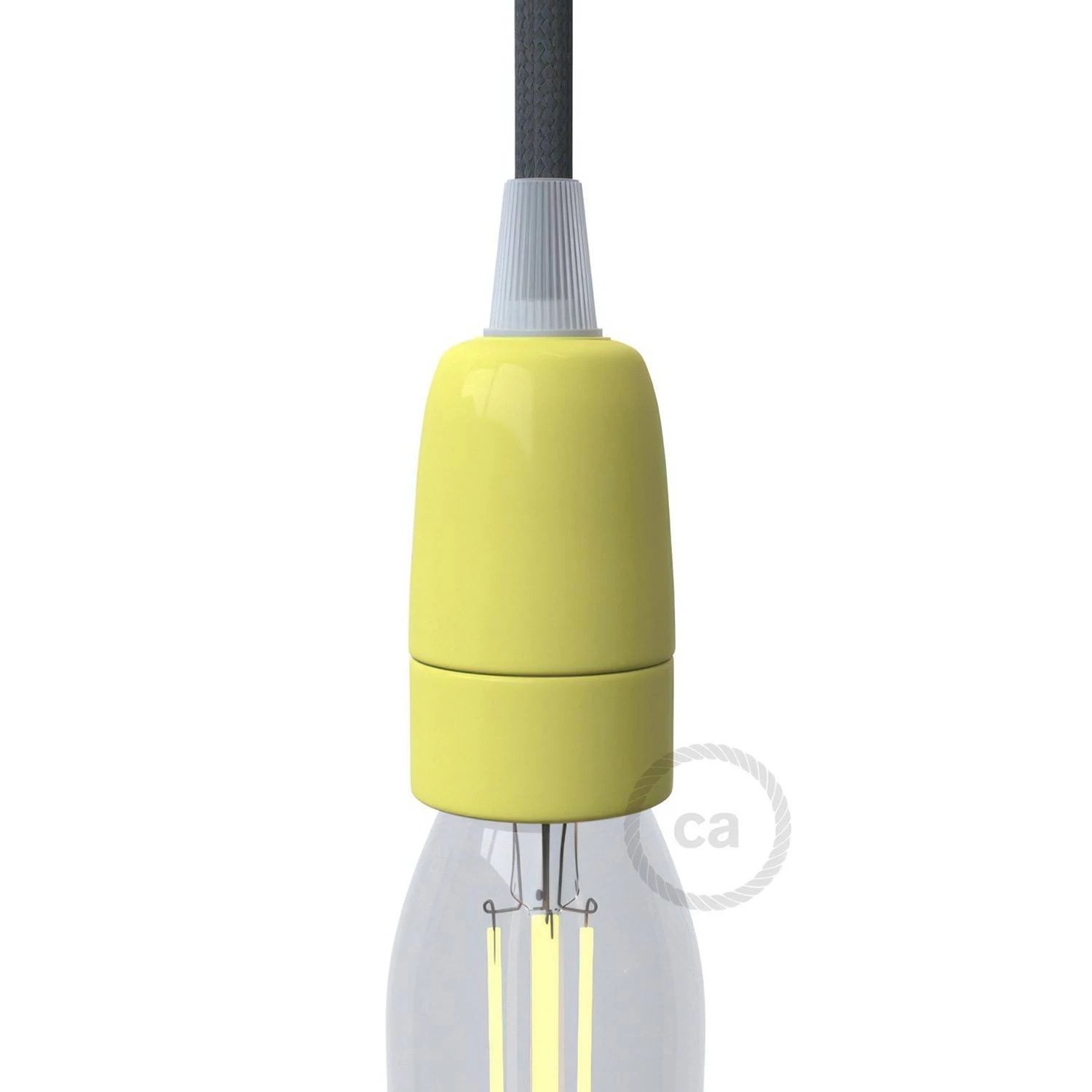E14-Lampenfassungs-Kit aus Porzellan - Gelb