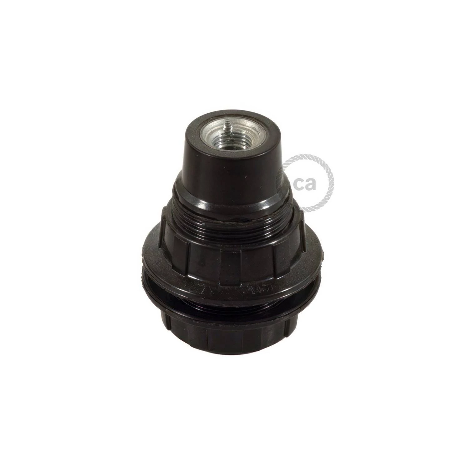E14-Lampenfassungs-Kit aus Bakelit mit Doppelklemmring für Lampenschirme - Schwarz