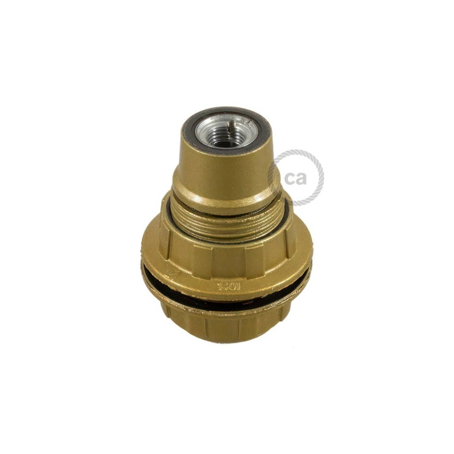 E14-Lampenfassungs-Kit aus Bakelit mit Doppelklemmring für Lampenschirme - Gold