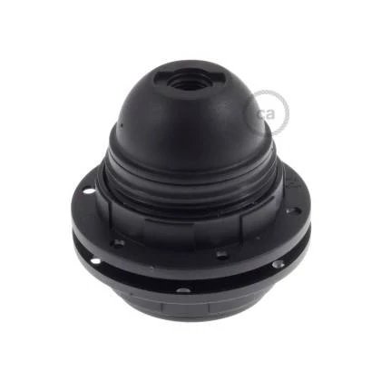Thermoplastisches E27-Lampenfassungs-Kit mit Doppelklemmring für Lampenschirme - Schwarz