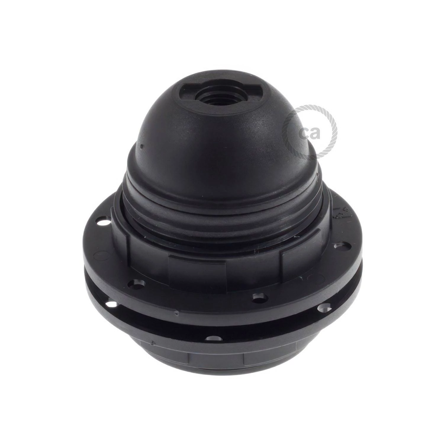 Thermoplastisches E27-Lampenfassungs-Kit mit Doppelklemmring für Lampenschirme - Schwarz