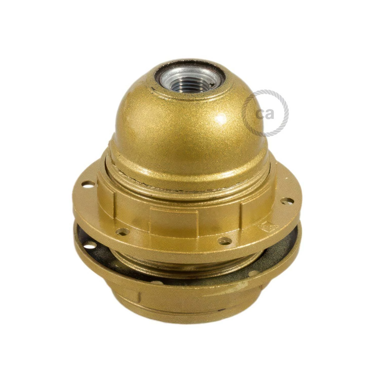 E27-Lampenfassungs-Kit aus Bakelit mit Doppelklemmring für Lampenschirme - Gold