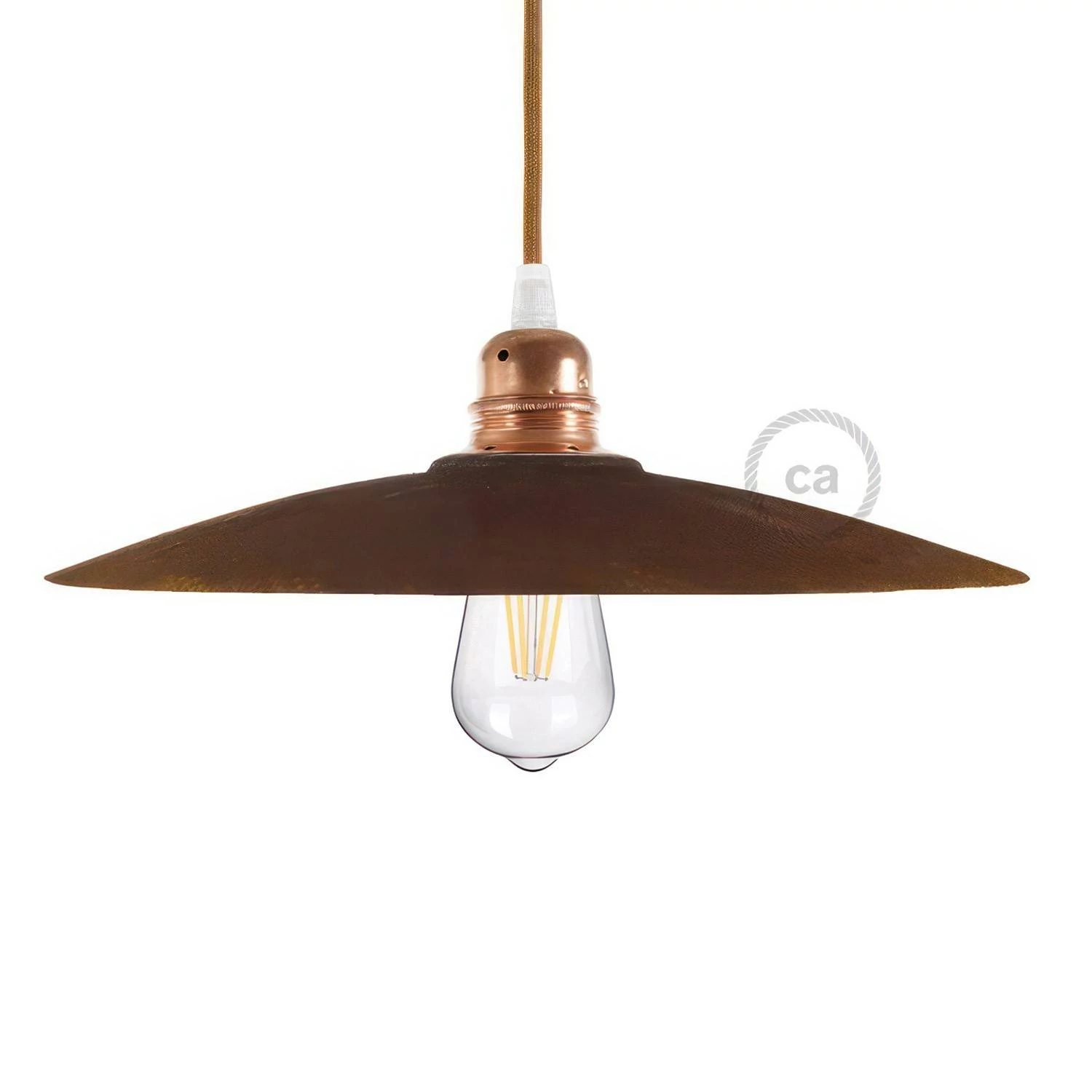 Tellerförmiger Lampenschirm aus Keramik zum Aufhängen - Made in Italy - Corten-Effekt - Weiß