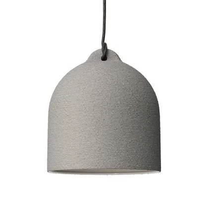 Glockenförmiger Lampenschirm M aus Keramik zum Aufhängen - Made in Italy - Zement-Effekt - Weiß