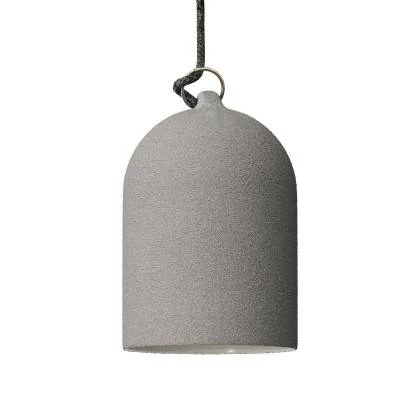Glockenförmiger Lampenschirm XS aus Keramik zum Aufhängen - Made in Italy - Zement-Effekt - Weiß