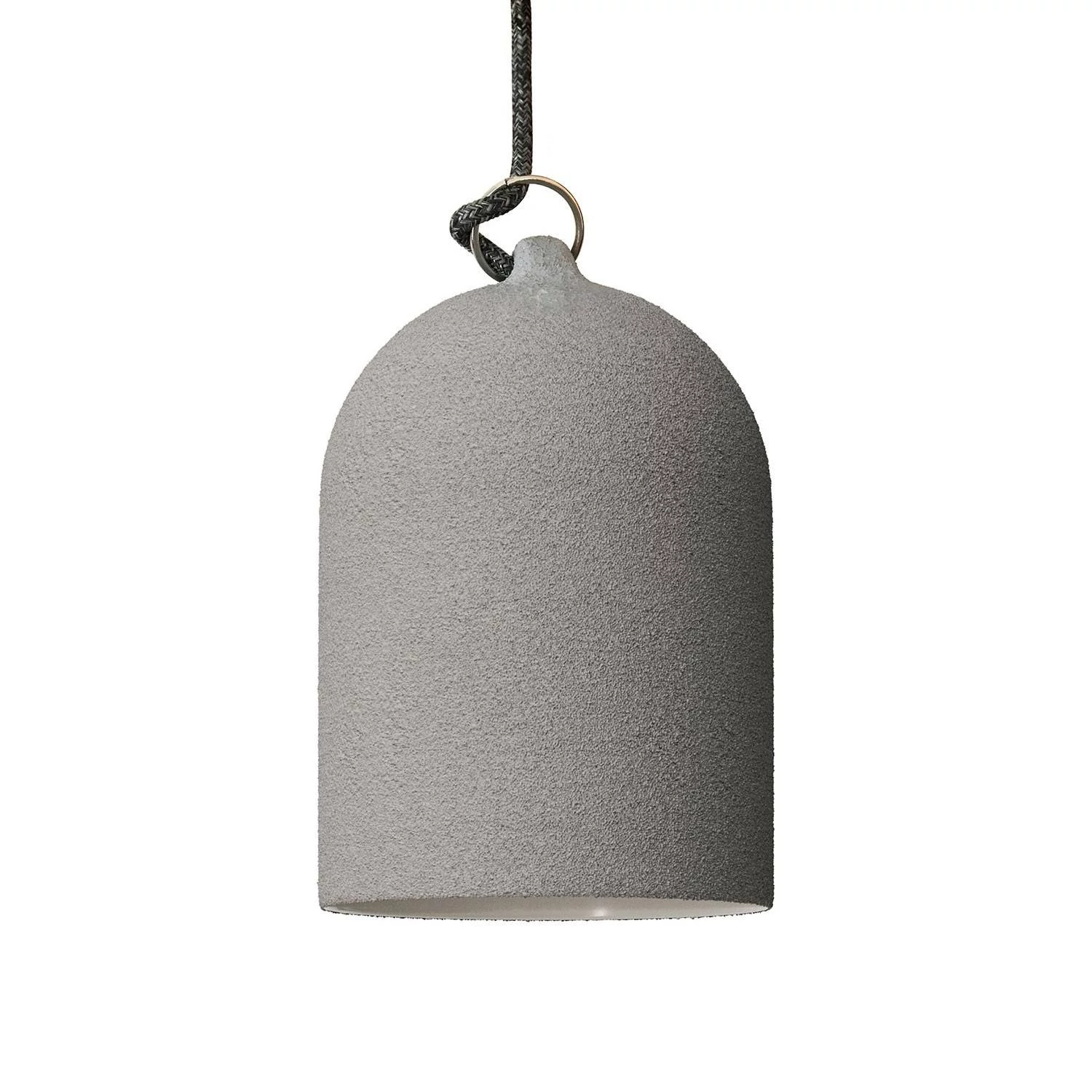 Glockenförmiger Lampenschirm XS aus Keramik zum Aufhängen - Made in Italy - Zement-Effekt - Weiß