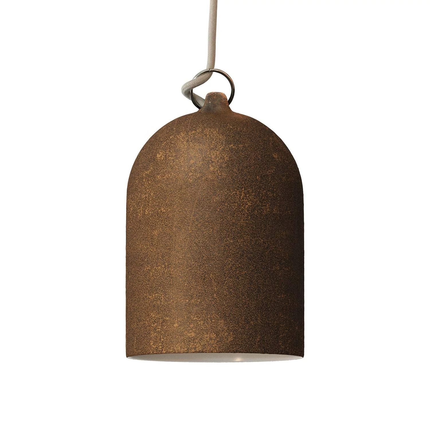 Glockenförmiger Lampenschirm XS aus Keramik zum Aufhängen - Made in Italy - Corten-Effekt - Weiß