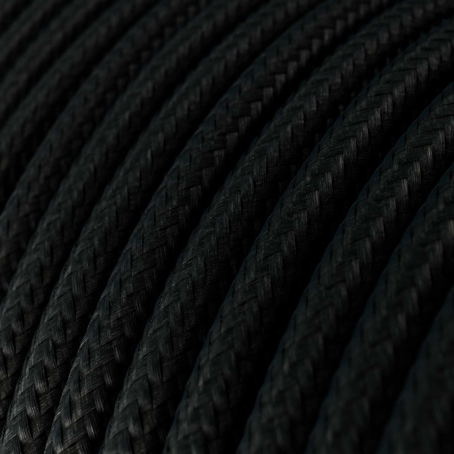 Textilkabel, kohlenschwarz glänzend - Das Original von Creative-Cables - RM04 rund 2x0,75mm / 3x0,75mm