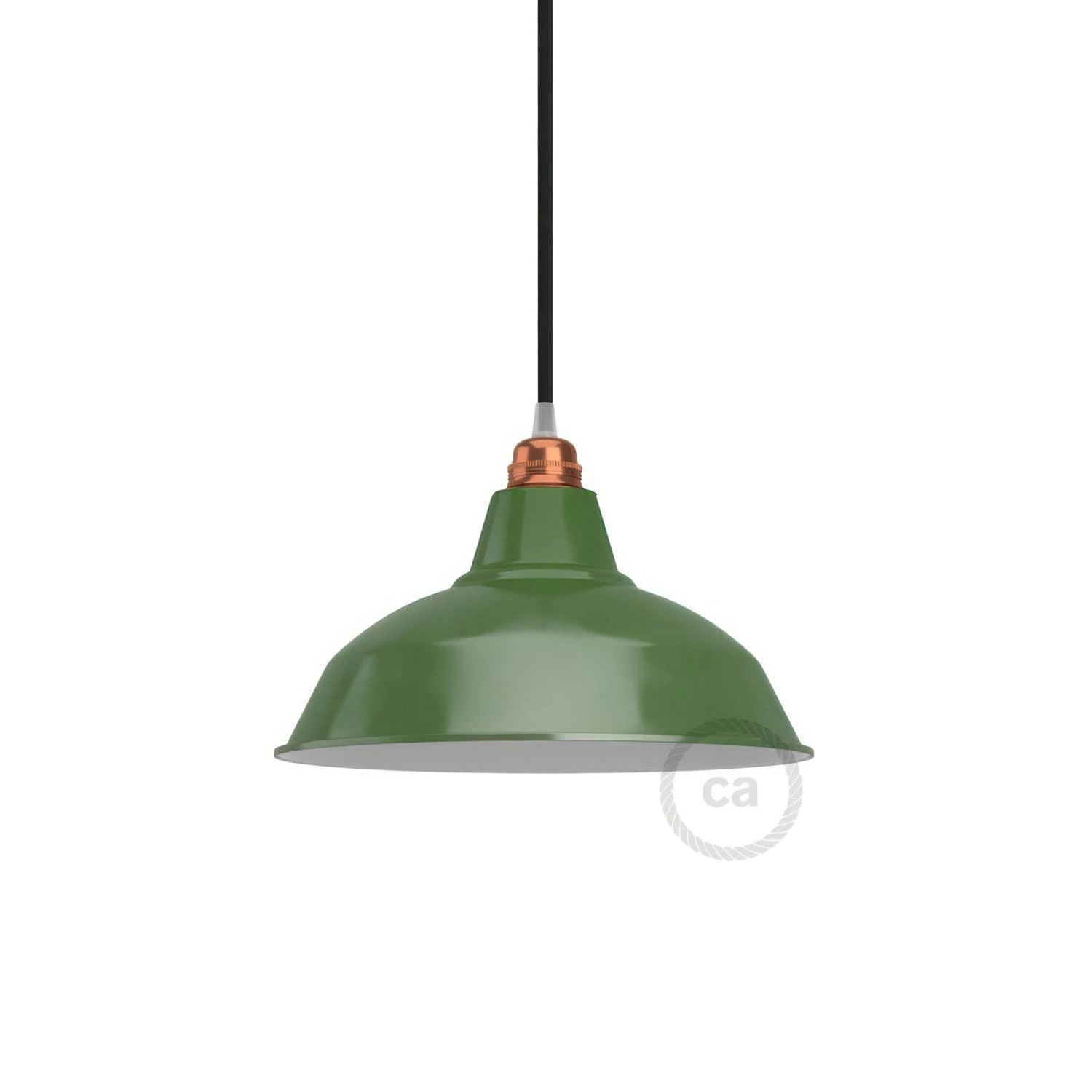 Lampenschirm Bistrot aus lackiertem Metall mit E27-Anschluss, 30 cm Durchmesser - Grün