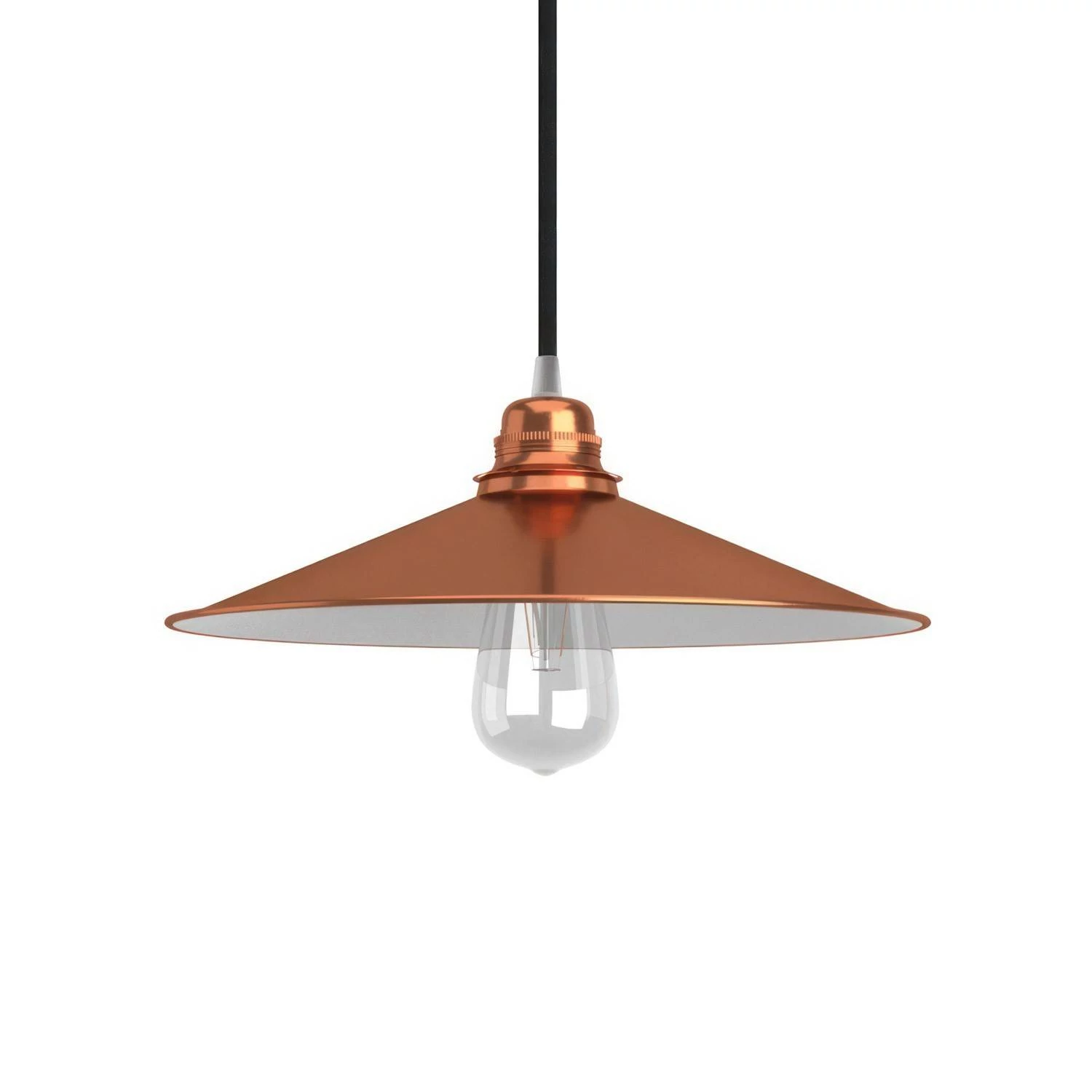 Lampenschirm Swing aus lackiertem Metall mit  E27 Anschluss - Weiß - Kupfer