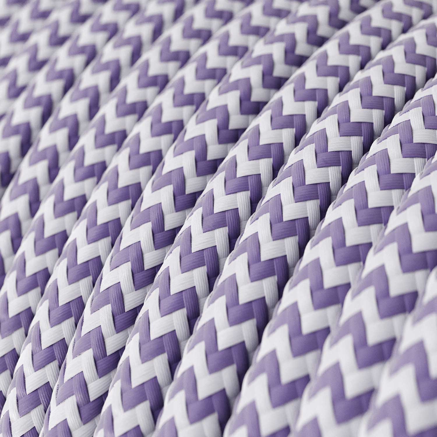 Textilkabel, lavendel-lichtweiß glänzend, Zick-Zack - Das Original von Creative-Cables - RZ07 rund 2x0,75mm / 3x0,75mm