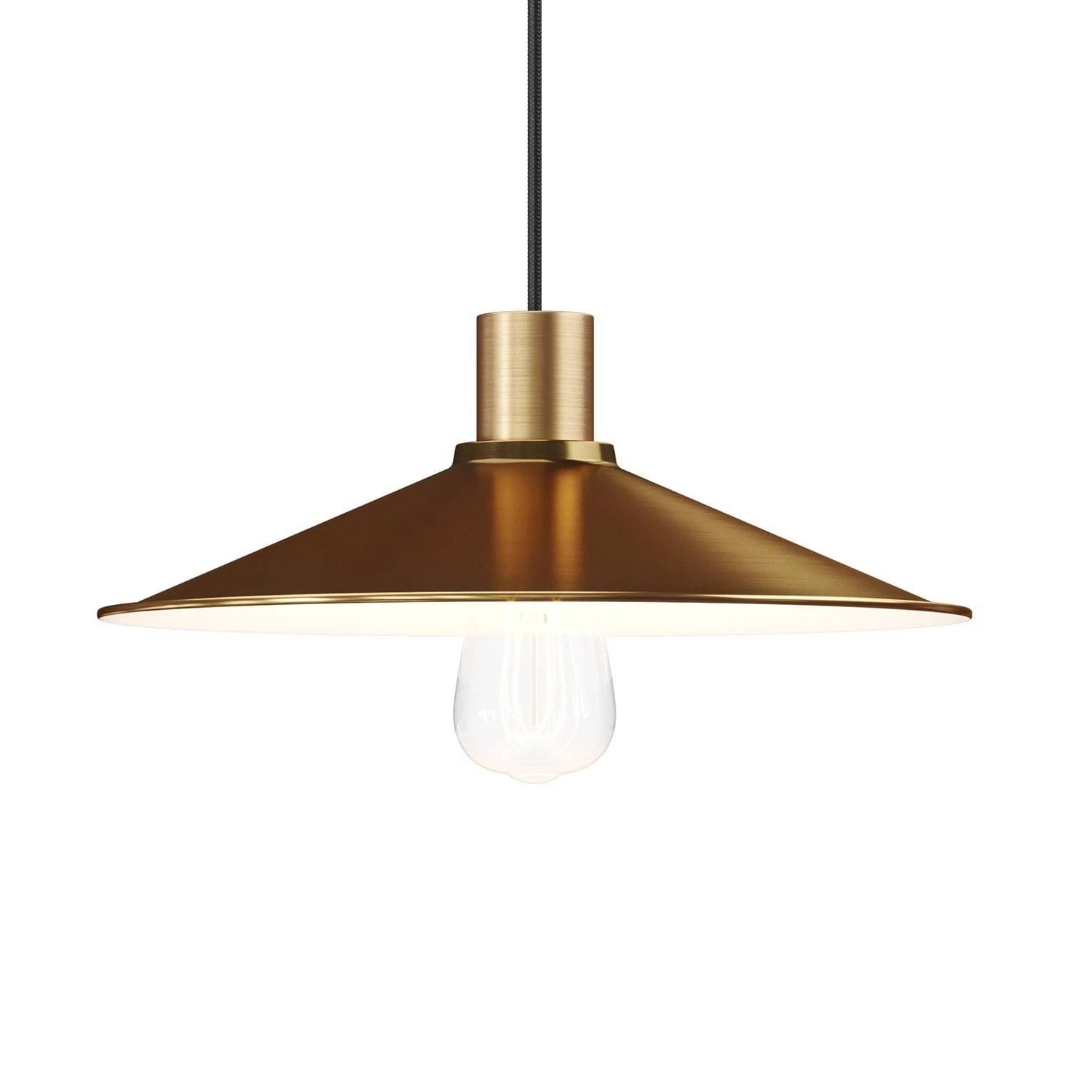 Lampenschirm Swing aus lackiertem Metall mit  E27 Anschluss - Weiß - Bronze satiniert