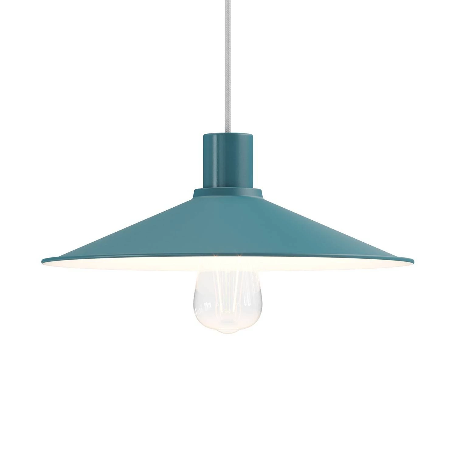 Lampenschirm Swing aus lackiertem Metall mit  E27 Anschluss - Petrolblau