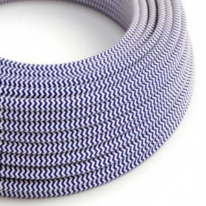 Textilkabel, klassisch blau-lichtweiß glänzend, Zick-Zack - Das Original von Creative-Cables - RZ12 rund 2x0,75mm / 3x0,75mm