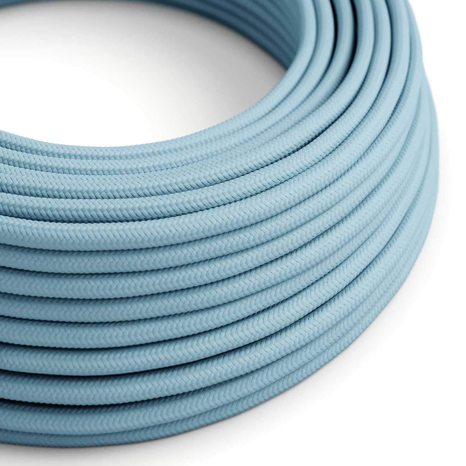Textilkabel, babyblau glänzend - Das Original von Creative-Cables - RM17 rund 2x0.75mm / 3x0.75mm