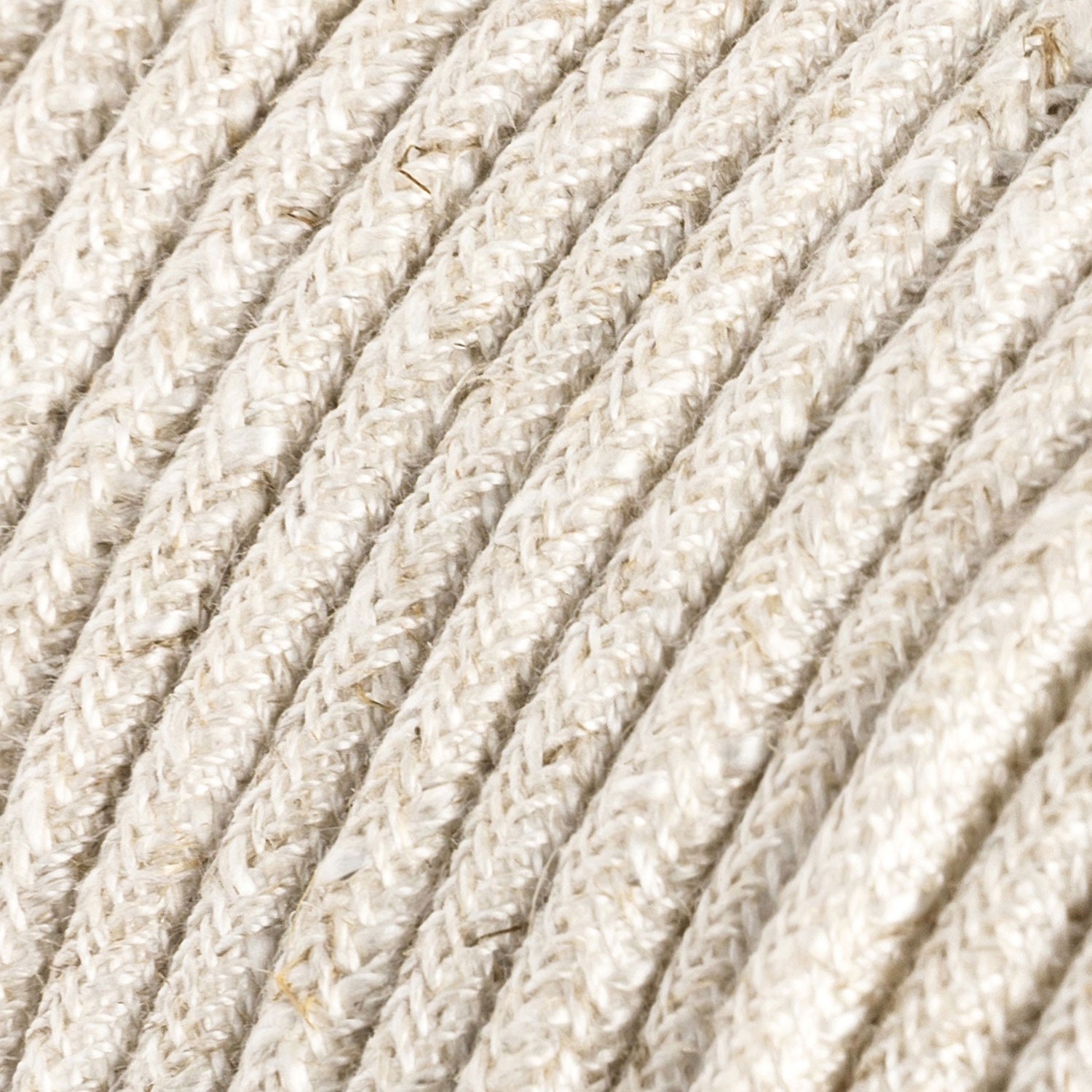 Textilkabel, weiß meliert, aus Leinen - Das Original von Creative-Cables - RN01 rund 2x0,75mm / 3x0,75mm