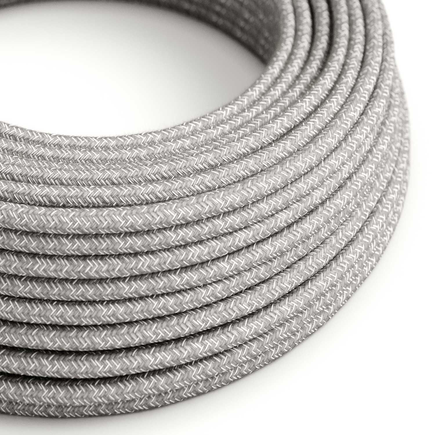 Textilkabel, grau meliert, aus Leinen - Das Original von Creative-Cables - RN02 rund 2x0,75mm / 3x0,75mm