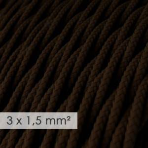 Textilkabel geflochten mit breitem Querschnitt 3x1,50 - Seideneffekt Braun TM13