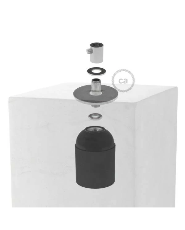 Lampenschirm Cube aus Zement mit Kabelklemme und E27-Fassung zum Aufhängen