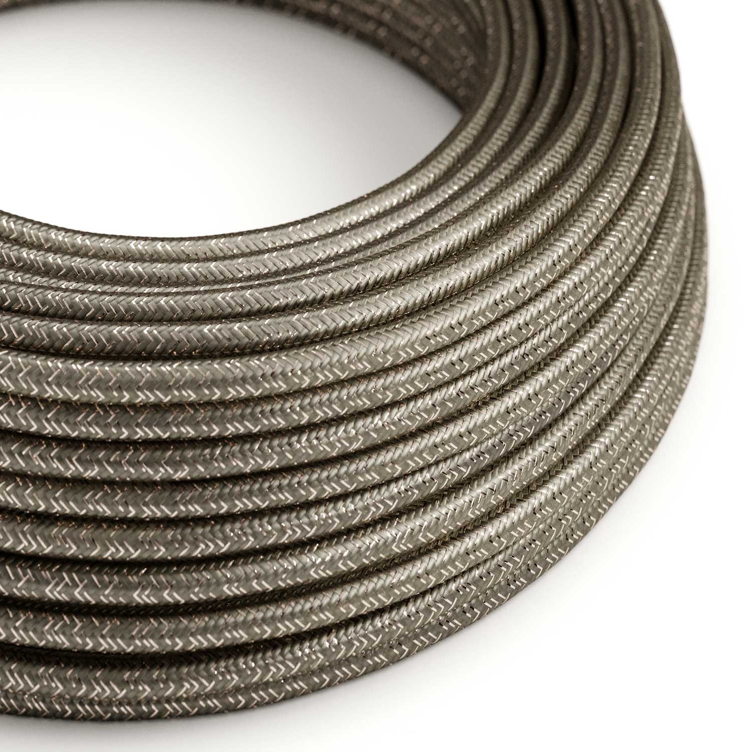 Textilkabel, grau glänzend, mit Glitzer-Effekt - Das Original von Creative-Cables - RL03 rund 2x0,75mm / 3x0,75mm