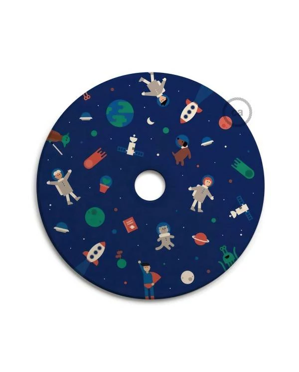 UFO, doppelseitig bedruckter Lampenschirm aus Holz Spezialausgabe Italienische Illustratoren - 33 cm Durchmesser