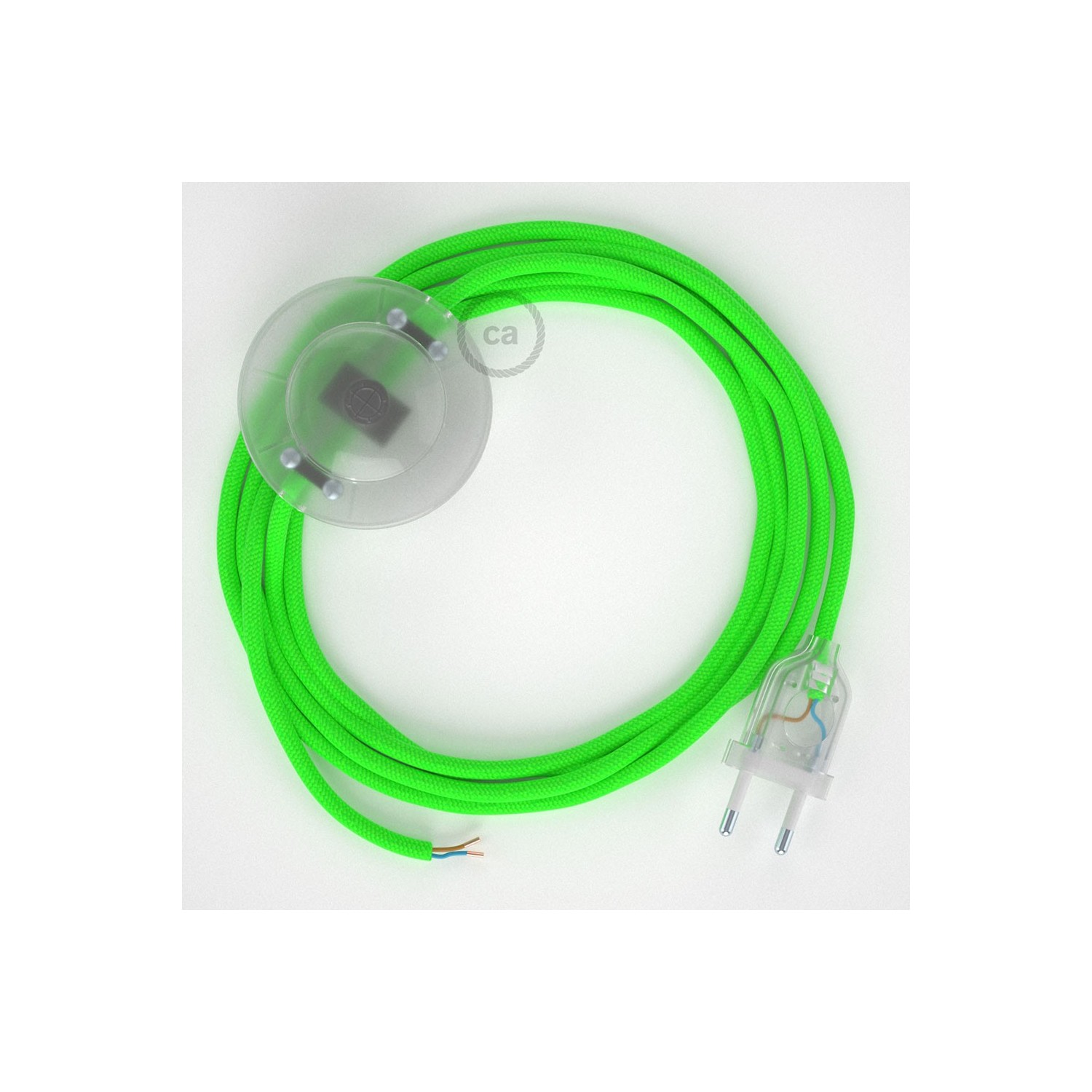 Stehleuchte Anschlussleitung RF06 Grün Fluoreszierend Seideneffekt 3 m. Wählen Sie aus drei Farben bei Schalter und Stecke.