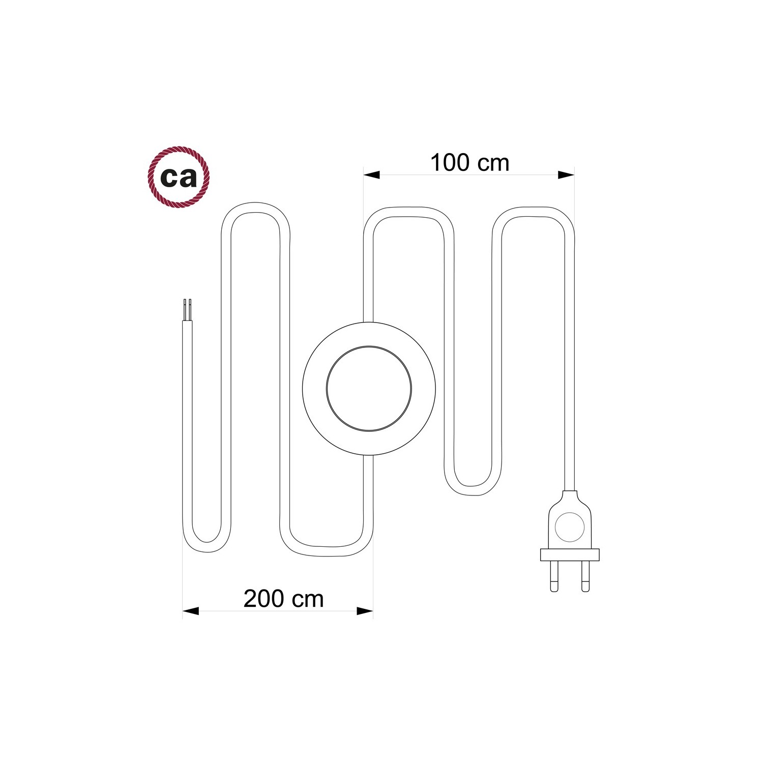 Stehleuchte Anschlussleitung RM01 Weiß Seideneffekt 3 m. Wählen Sie aus drei Farben bei Schalter und Stecke.