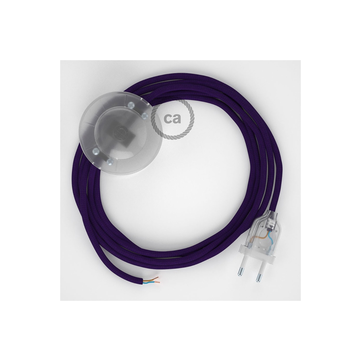 Stehleuchte Anschlussleitung RM14 Violett Seideneffekt 3 m. Wählen Sie aus drei Farben bei Schalter und Stecke.