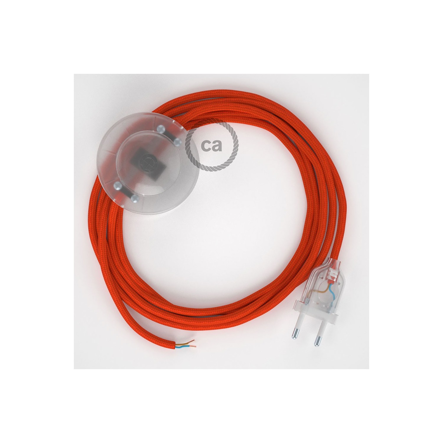 Stehleuchte Anschlussleitung RM15 Orange Seideneffekt 3 m. Wählen Sie aus drei Farben bei Schalter und Stecke.