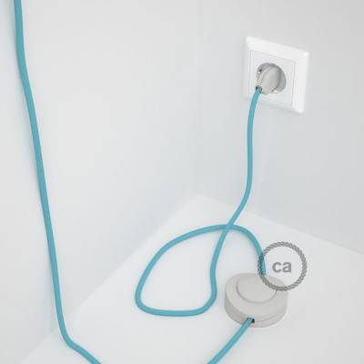 Stehleuchte Anschlussleitung RM17 Babyblau Seideneffekt 3 m. Wählen Sie aus drei Farben bei Schalter und Stecke.