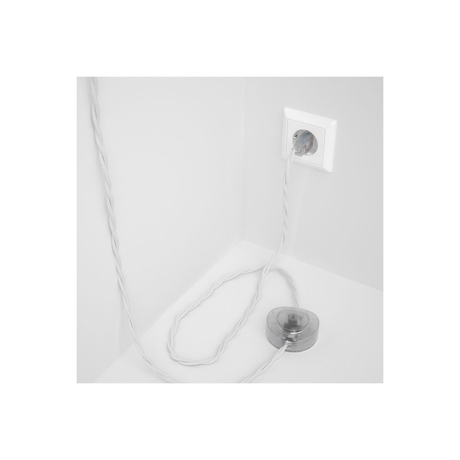 Stehleuchte Anschlussleitung TM01 Weiß Seideneffekt 3 m. Wählen Sie aus drei Farben bei Schalter und Stecke.