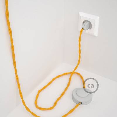 Stehleuchte Anschlussleitung TM10 Gelb Seideneffekt 3 m. Wählen Sie aus drei Farben bei Schalter und Stecke.