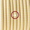 Zuleitung für Tischleuchten RZ10 Zick-Zack Weiß Gelb Seideneffekt 1,80 m. Wählen Sie aus drei Farben bei Schalter und Stecke.