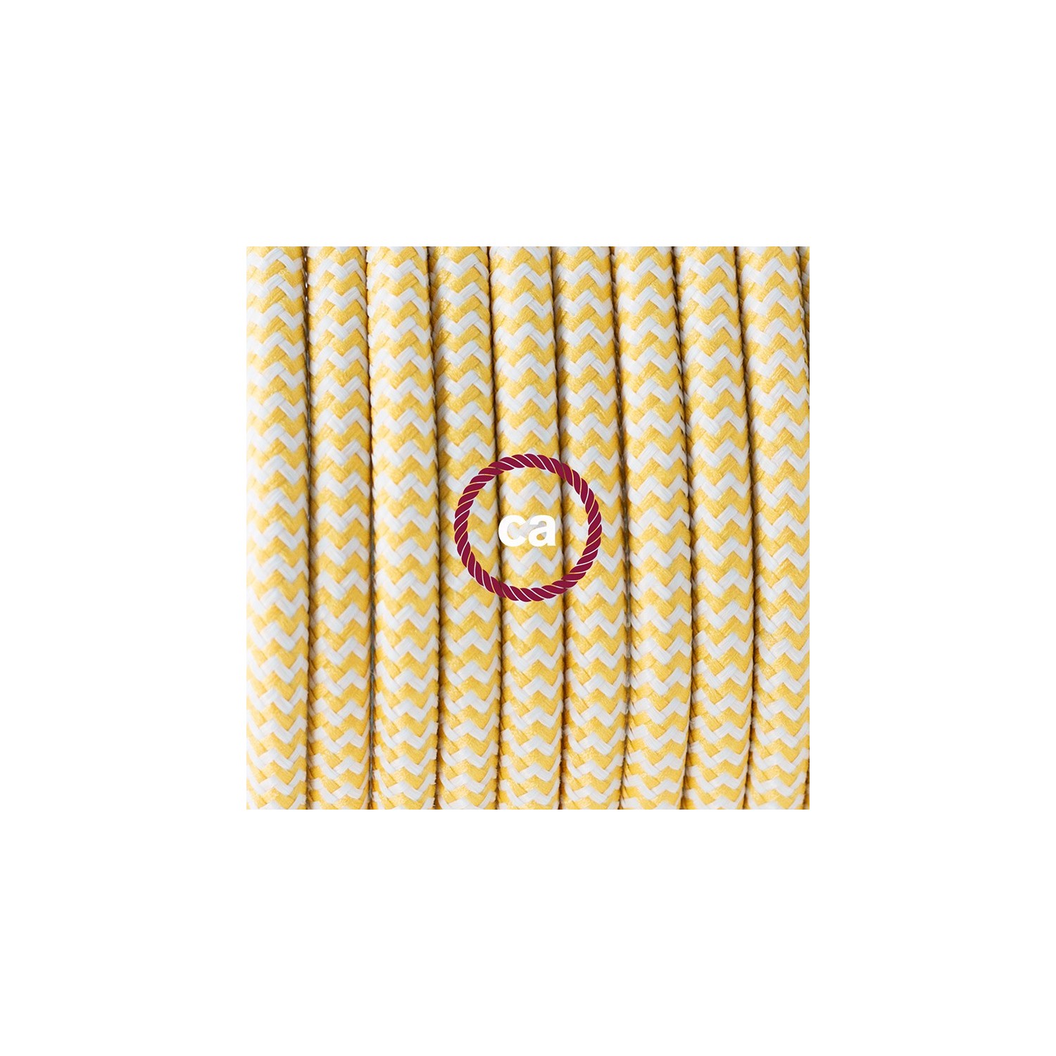 Zuleitung für Tischleuchten RZ10 Zick-Zack Weiß Gelb Seideneffekt 1,80 m. Wählen Sie aus drei Farben bei Schalter und Stecke.