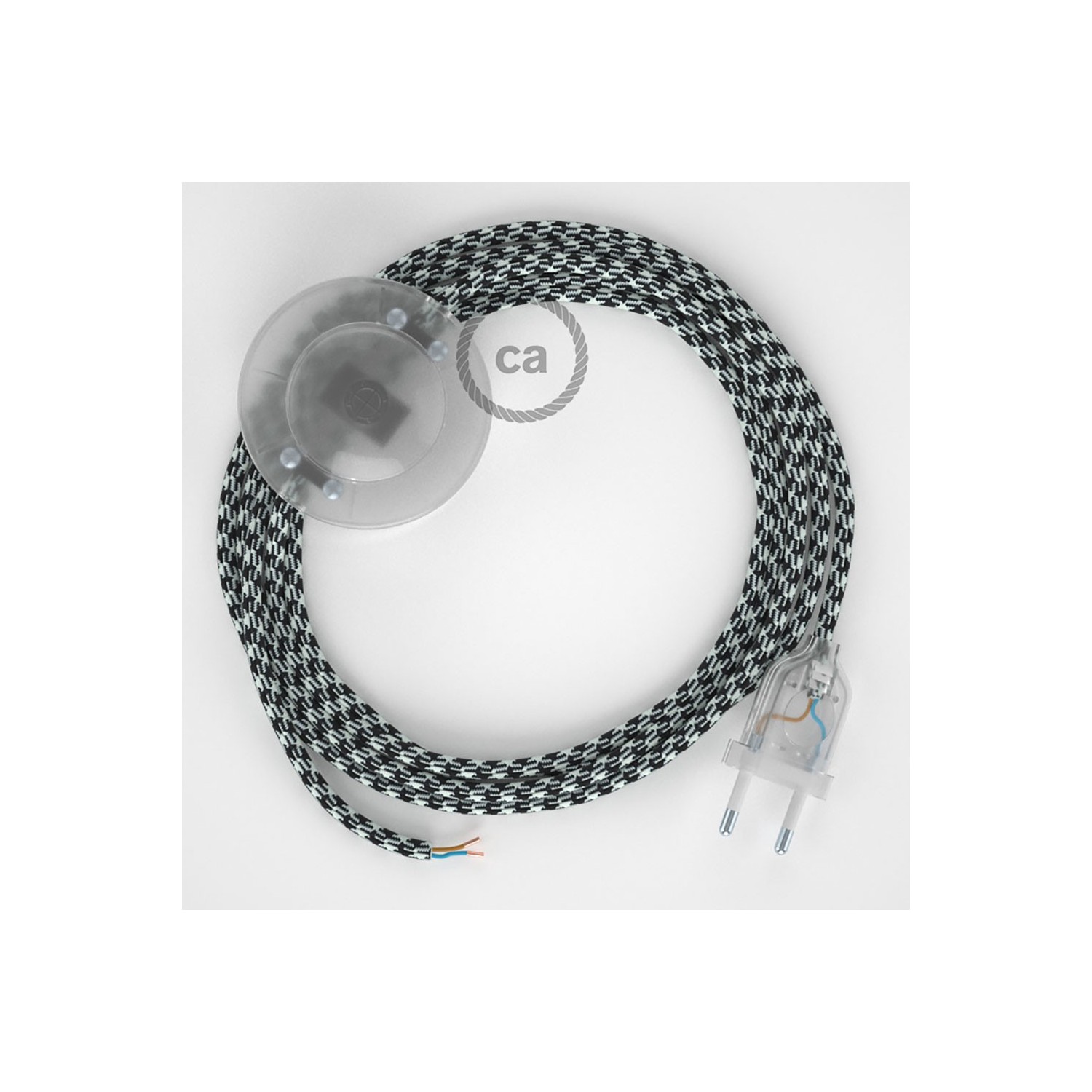 Stehleuchte Anschlussleitung RP04 Bifarbig Weiß Schwarz Seideneffekt 3 m. Wählen Sie aus drei Farben bei Schalter und Stecke.