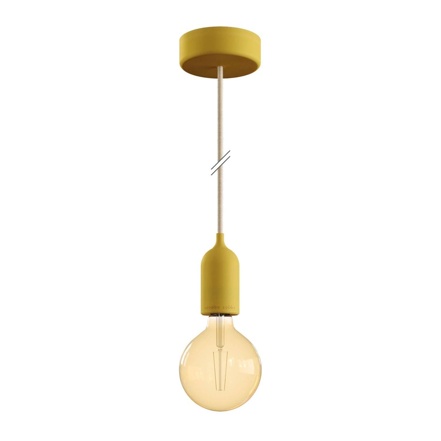 EIVA PASTELL Outdoor-Pendelleuchte mit 1,5 m Textilkabel, farbigem Silikon-Lampenbaldachin und Lampenfassung, IP65 - Senf