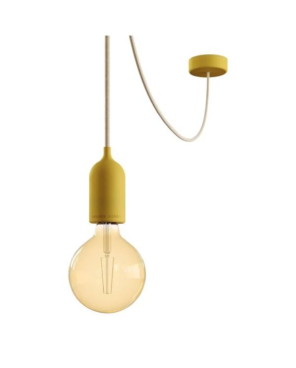 EIVA PASTELL Outdoor-Pendelleuchte mit 5 m Textilkabel, Deckenbefestigung, Silikon-Lampenbaldachin und Lampenfassung, IP65