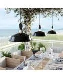 EIVA Outdoor-Pendelleuchte mit Lampenschirm, 5 m Textilkabel, Deckenbefestigung, Silikon-Lampenbaldachin und Lampenfassung, IP65