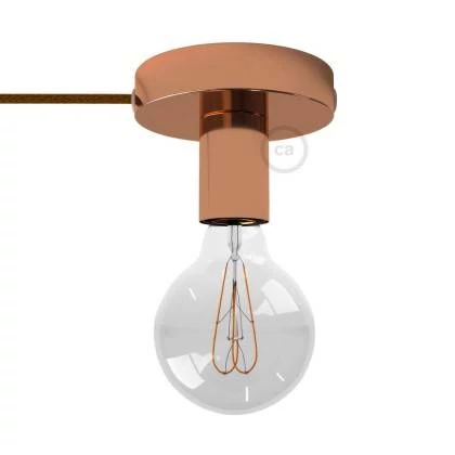 Spostaluce, die Metall-Lichtquelle mit Textilkabel und seitlichen Löchern - Kupfer