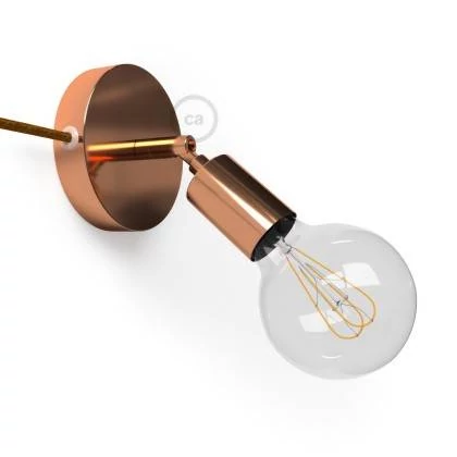 Spostaluce Metal 90°, die verstellbare Lichtquelle mit Textilkabel und seitlichen Löchern - Kupfer