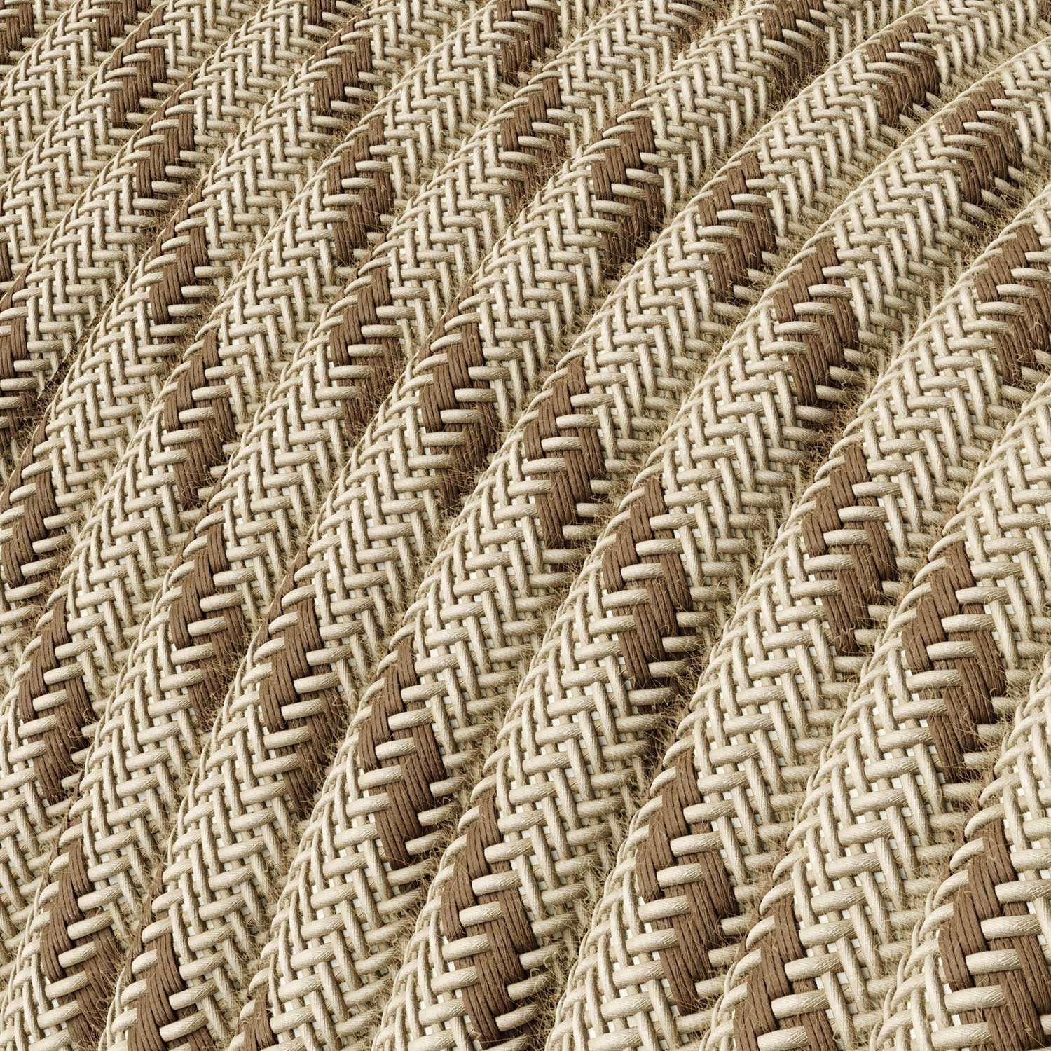 Textilkabel, rindenfarben-beige gestreift - Das Original von Creative-Cables - RD53 rund 2x0.75mm / 3x0.75mm