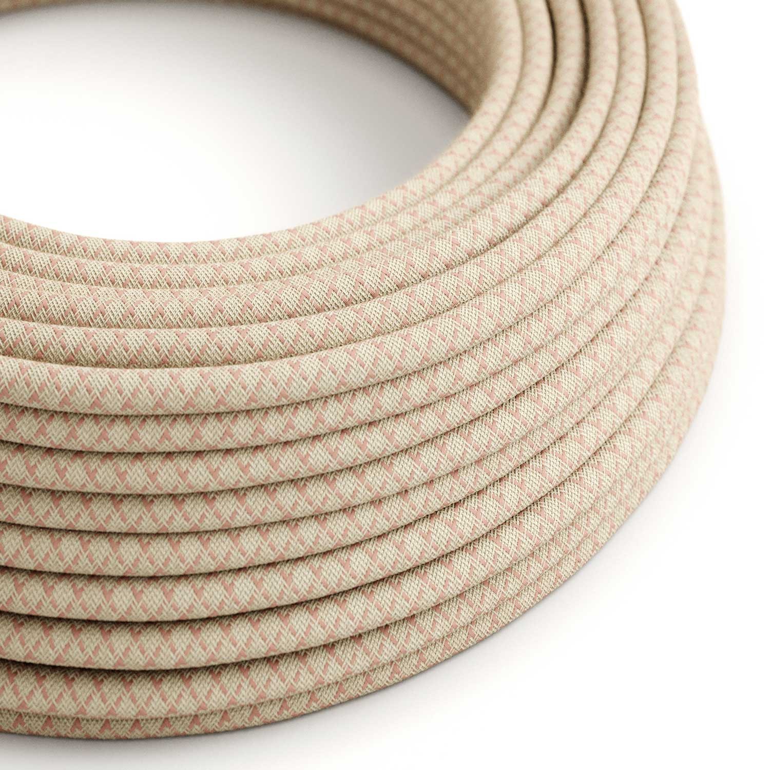 Textilkabel, altrosa-beige, Rautenmuster - Das Original von Creative-Cables - RD61 rund 2x0.75mm / 3x0.75mm