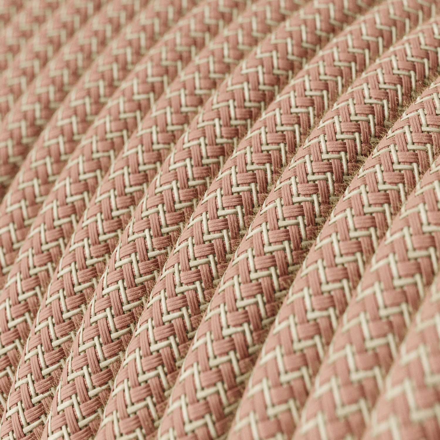 Textilkabel, altrosa-beige, Zick-Zack - Das Original von Creative-Cables - RD71 rund 2x0.75mm / 3x0.75mm