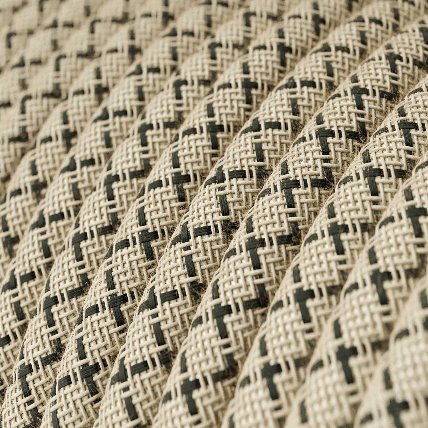 Textilkabel, anthrazitgrau-beige, Rautenmuster - Das Original von Creative-Cables - RD64 rund 2x0,75mm / 3x0,75mm
