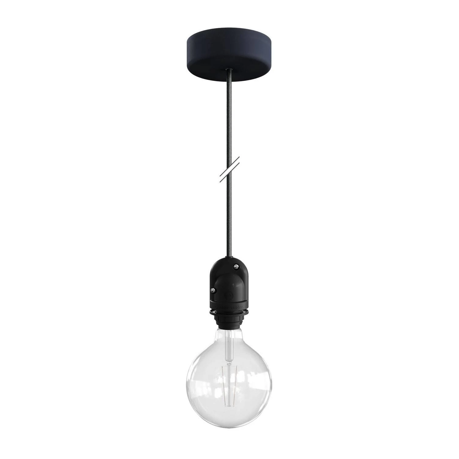 EIVA Outdoor-Pendelleuchte für Lampenschirme mit 1,5 m Textilkabel, farbigem Silikon-Lampenbaldachin und IP65 Lampenfassung - Graphit