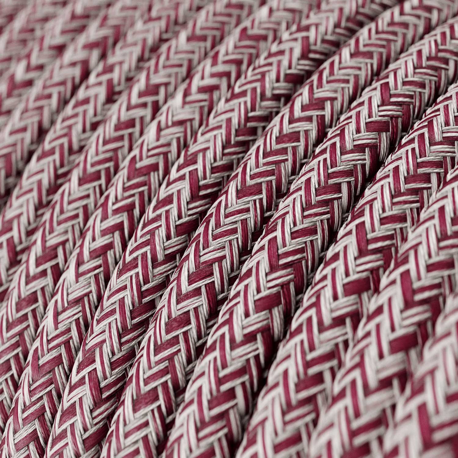 Textilkabel, Burgundy Tweed mit Glitzer-Effekt, Zick-Zack - Das Original von Creative-Cables - RS83 rund 2x0.75mm / 3x0.75mm